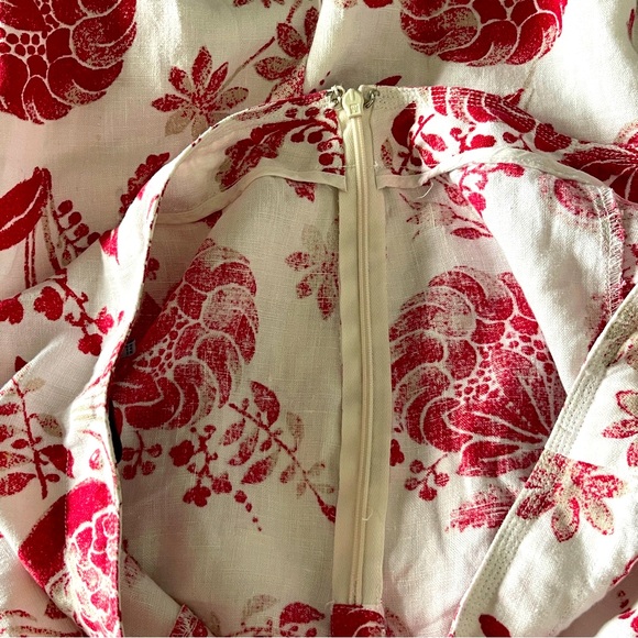 Beautiful Red Floral Mid-Waist A-Line Skirt - Picture 6 of 8